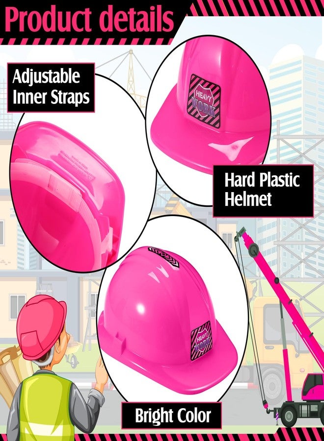 Cutecrop 6 Pcs Construction Hats Plastic Hard Hat Construction Worker Hat Helmet for Girl Boy Engineer Building Theme Party (Pink) - Image 3
